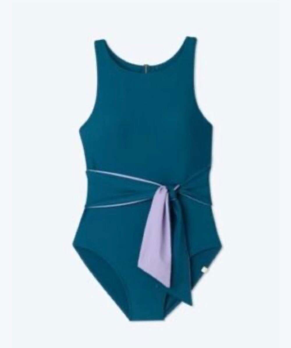 Summersalt The Tie Belted Cove One-Piece Swimsuit Teal & Lilac Size 10